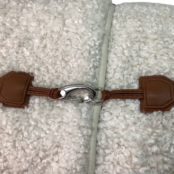 7 For All Man kind Cream Faux Fur Toggle Coat Teddy Sherpa Jacket Size Medium - Picture 5 of 8